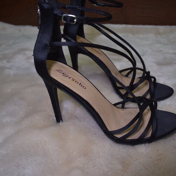 Zigi Soho Blaker Black Strappy Stiletto Heels Size 8 Ankle Strap Sandals - Picture 5 of 12